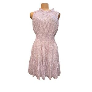 Rebecca Taylor Pink Leaf Print Sleeveless Mini Dress-sz XS